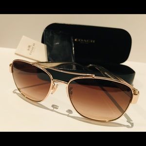 Coach Gold Square Aviator Sunglasses